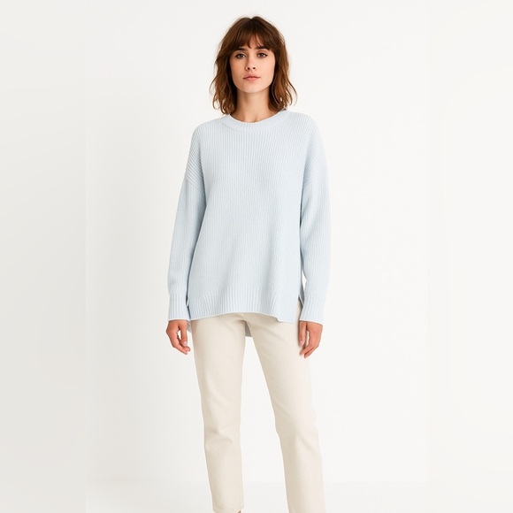 Lucky Brand Women's Oversized Mock Neck Baby Blue Sweater Sz. Large - Picture 1 of 13
